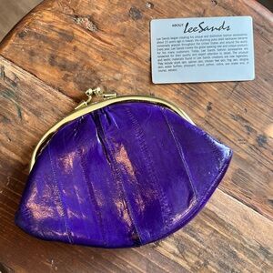 Vintage Lee Sands Elegant Purple Genuine Eelskin Change Purse.